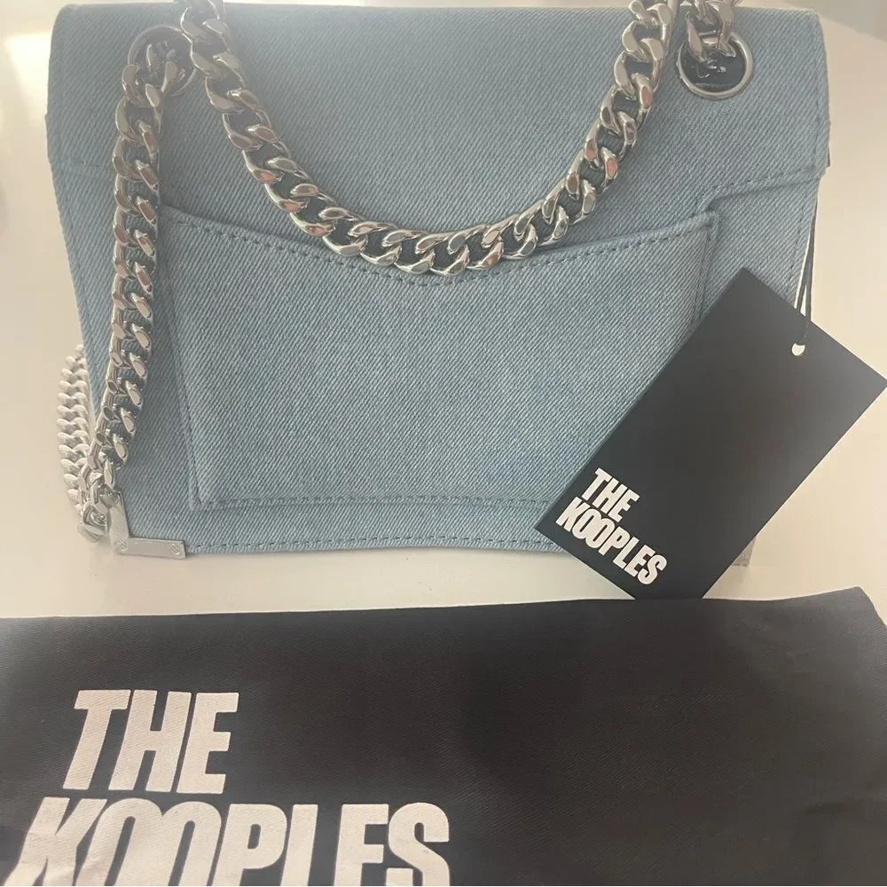 The Kooples Emily blue denim chain bagl NWT